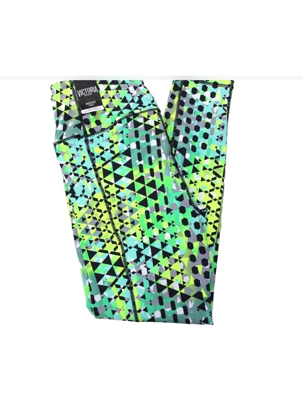 Victoria's Secret Sport Green Triangles High Rise Knockout Tight Size Medium NEW